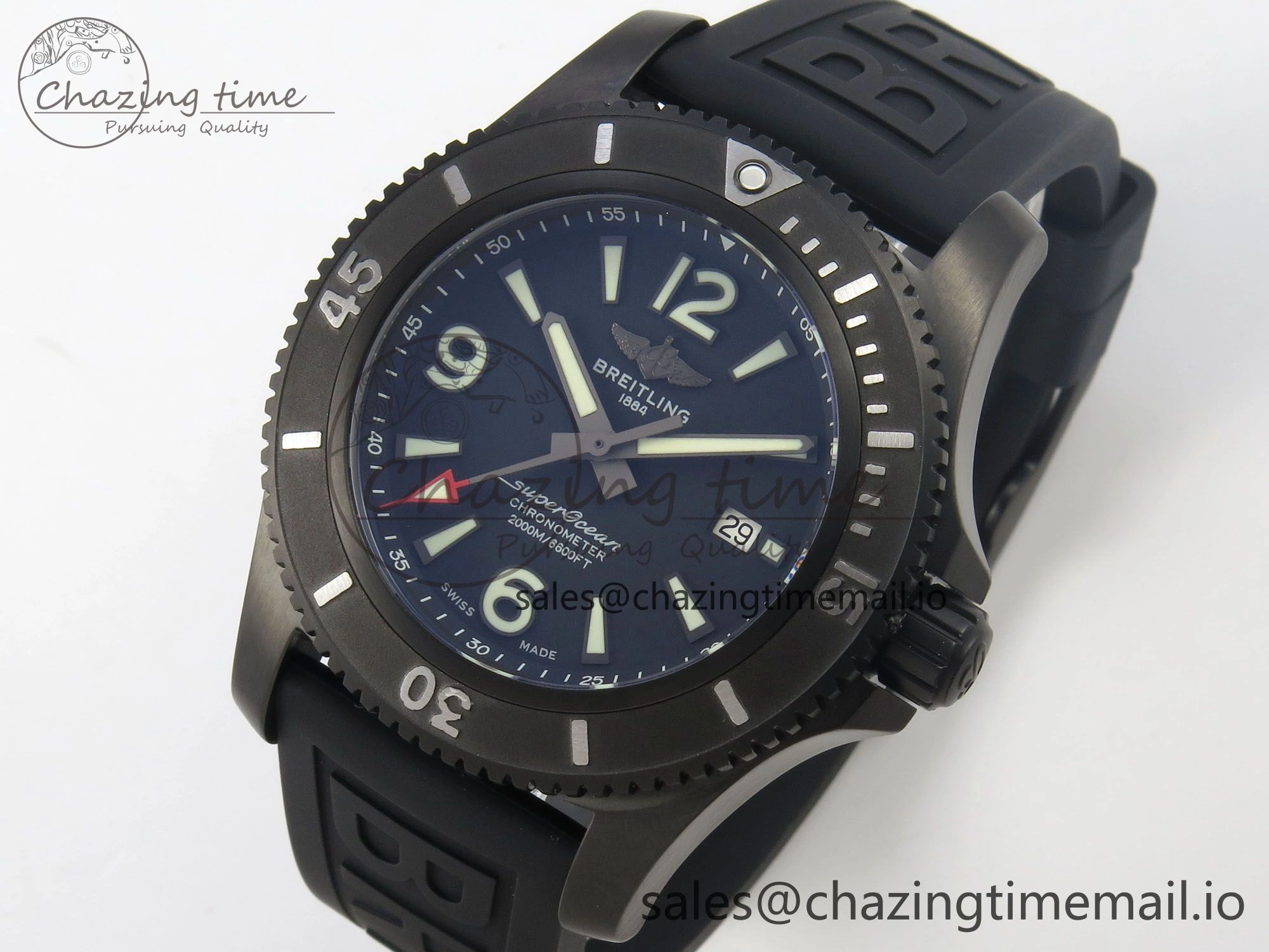 Superocean 46mm TF 1:1 Best Edition Black Dial Black Bezel on Black Rubber Strap A2824 V DailyWear 5387