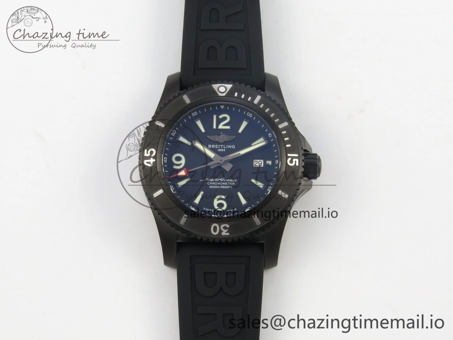 Superocean 46mm TF 1:1 Best Edition Black Dial Black Bezel on Black Rubber Strap A2824 V DailyWear 5387