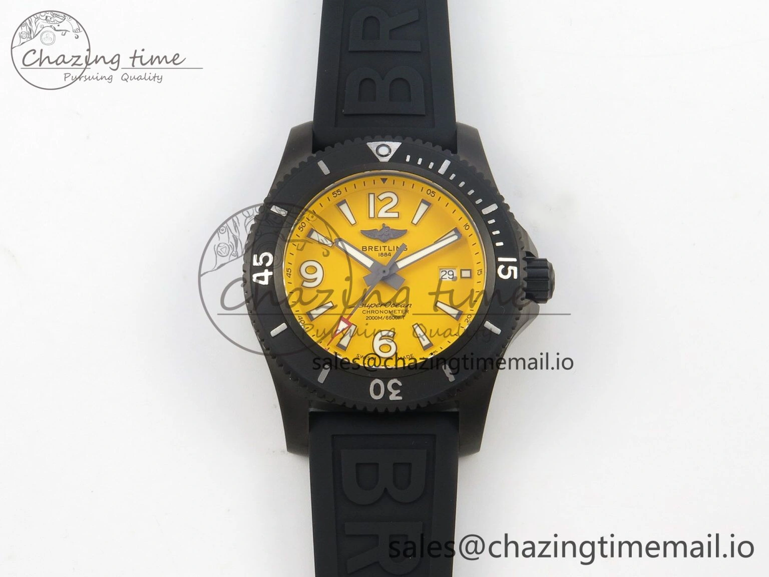 Superocean 46mm TF 1:1 Best Edition Yellow Dial Black Bezel on Black Rubber Strap A2824 V ModernLook 5386