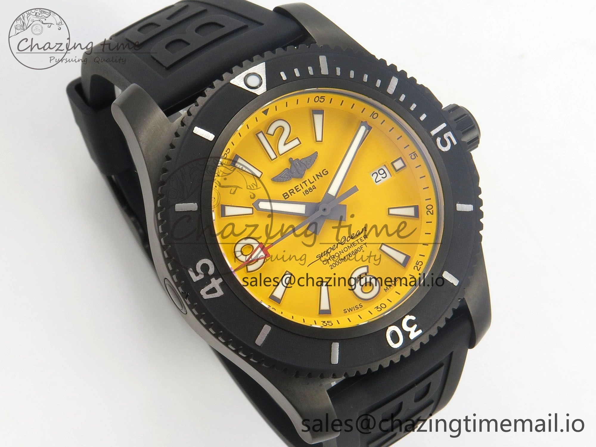 Superocean 46mm TF 1:1 Best Edition Yellow Dial Black Bezel on Black Rubber Strap A2824 V ModernLook 5386