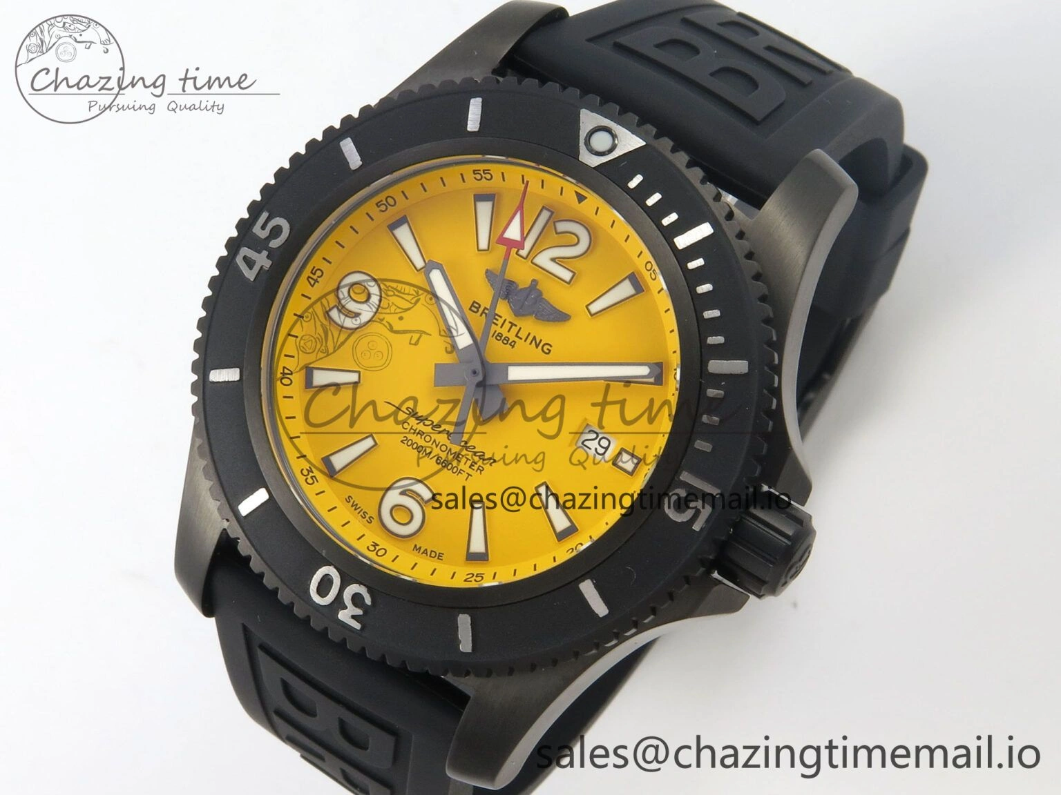 Superocean 46mm TF 1:1 Best Edition Yellow Dial Black Bezel on Black Rubber Strap A2824 V ModernLook 5386