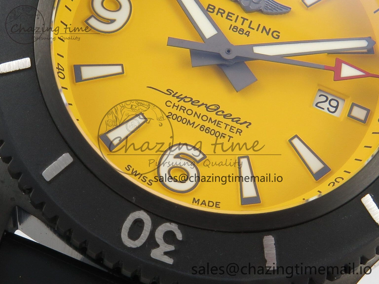 Superocean 46mm TF 1:1 Best Edition Yellow Dial Black Bezel on Black Rubber Strap A2824 V ModernLook 5386