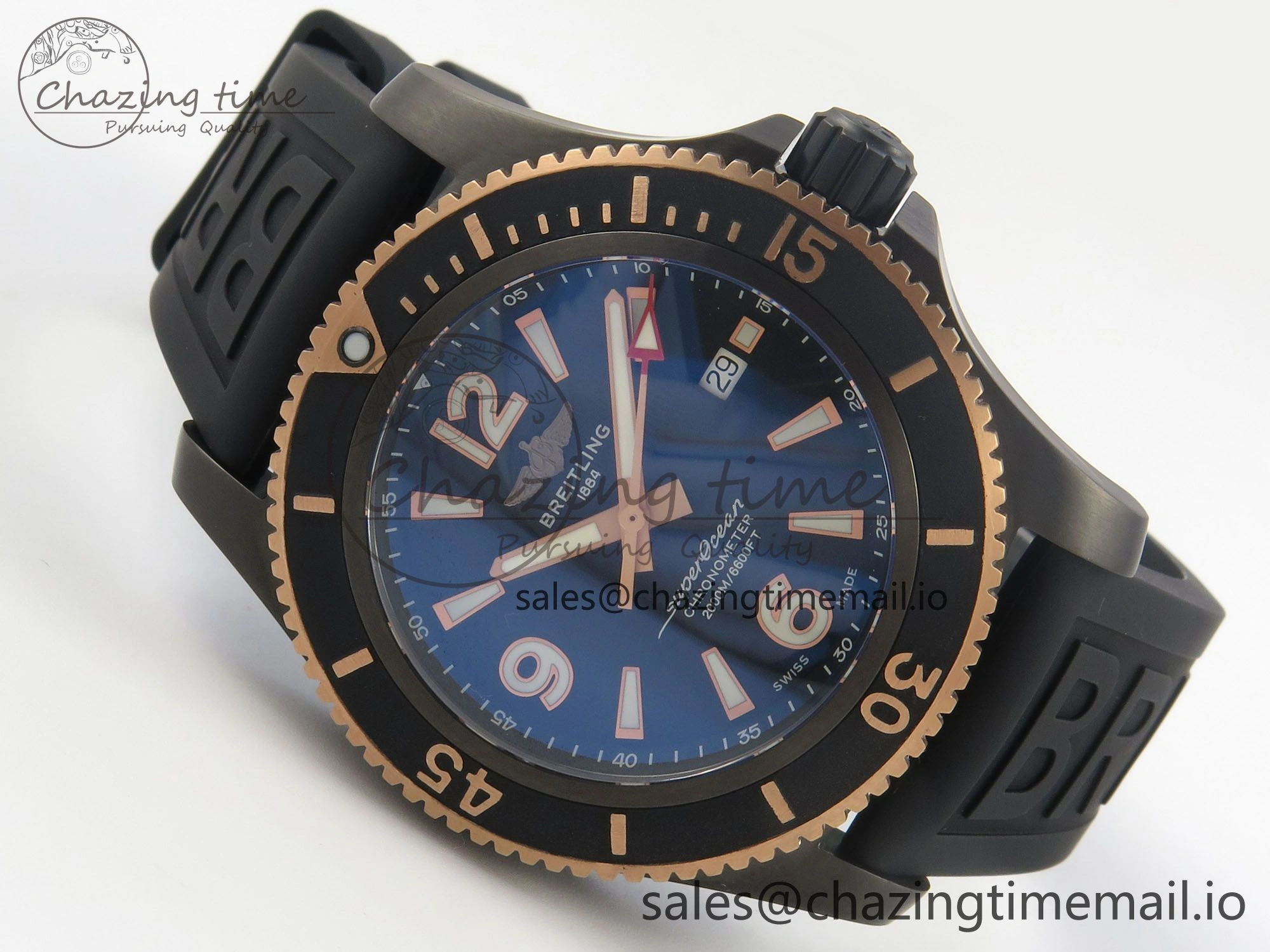 Superocean 46mm TF RG 1:1 Best Edition Black RG Dial Black Bezel on Black Rubber Strap A2824 V Stylish 5385