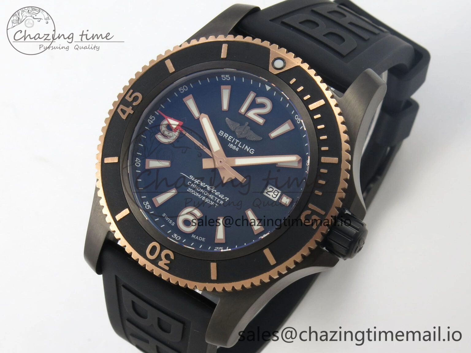 Superocean 46mm TF RG 1:1 Best Edition Black RG Dial Black Bezel on Black Rubber Strap A2824 V Stylish 5385