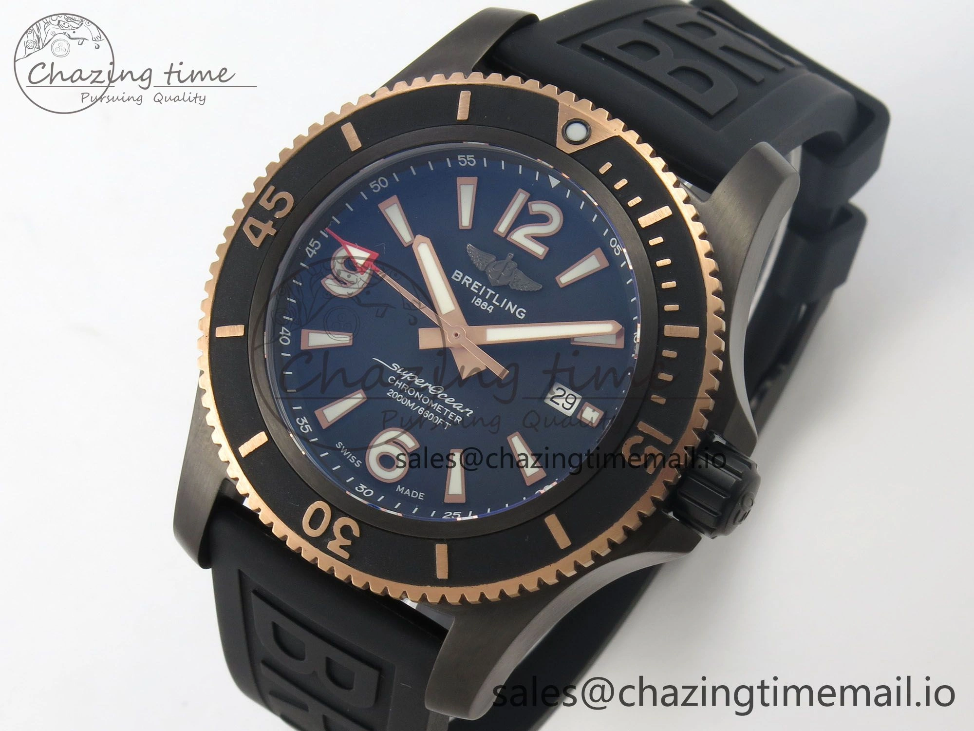 Superocean 46mm TF RG 1:1 Best Edition Black RG Dial Black Bezel on Black Rubber Strap A2824 V Stylish 5385
