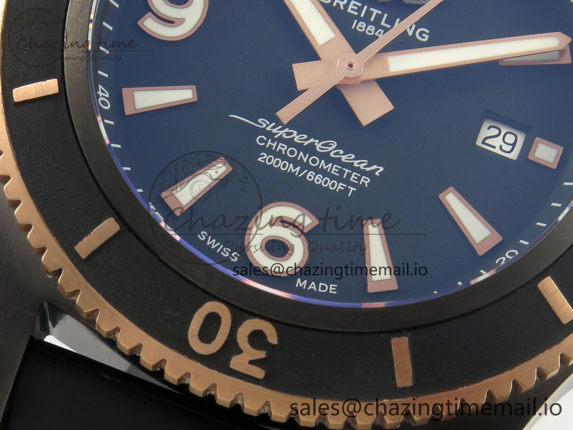 Superocean 46mm TF RG 1:1 Best Edition Black RG Dial Black Bezel on Black Rubber Strap A2824 V Stylish 5385
