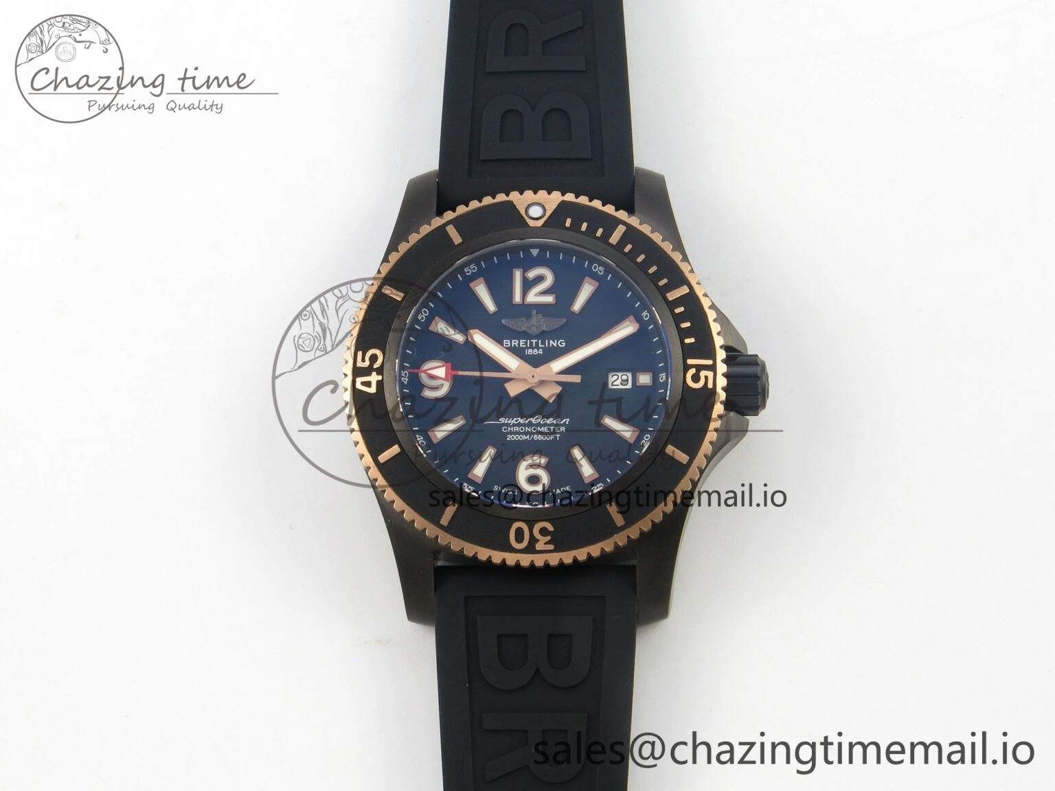 Superocean 46mm TF RG 1:1 Best Edition Black RG Dial Black Bezel on Black Rubber Strap A2824 V Stylish 5385