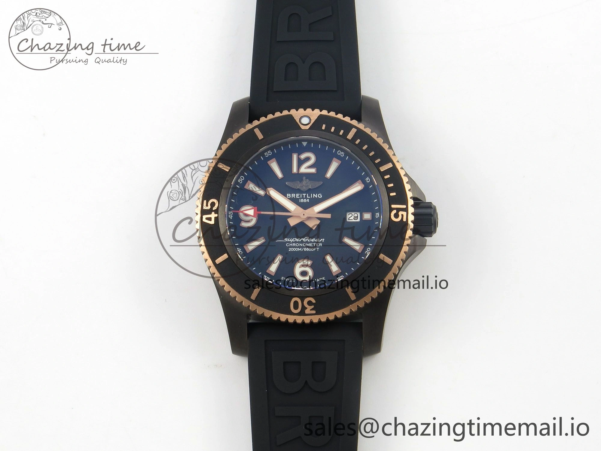 Superocean 46mm TF RG 1:1 Best Edition Black RG Dial Black Bezel on Black Rubber Strap A2824 V Stylish 5385