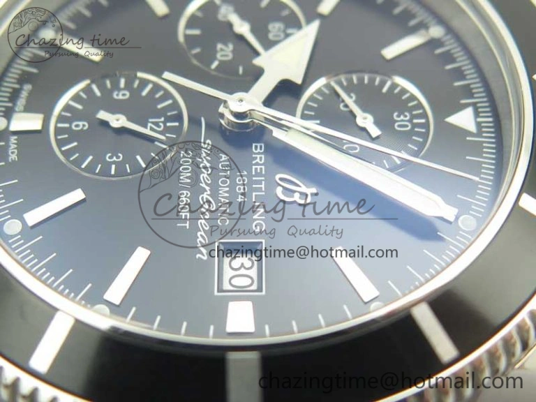 GoodFit Superocean Heritage ii Chrono 46 SS OMF 1:1 Best Edition Black Bezel Black Dial on Black Rubber Strap A 5629