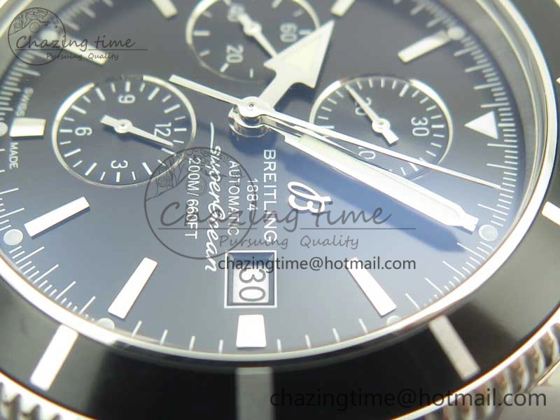 GoodFit Superocean Heritage ii Chrono 46 SS OMF 1:1 Best Edition Black Bezel Black Dial on Black Rubber Strap A 5629