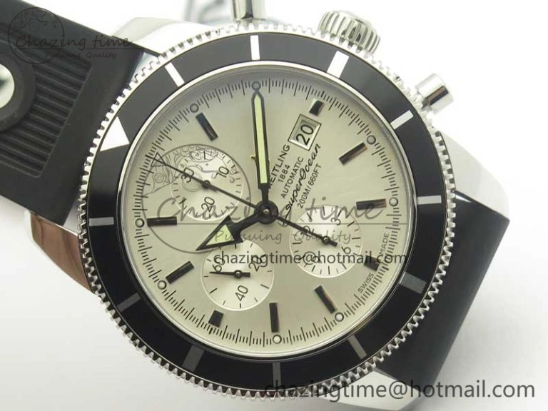 Seasonal Superocean Heritage ii Chrono 46 SS OMF 1:1 Best Edition Black Bezel White Dial on Black Rubber Strap A 5630