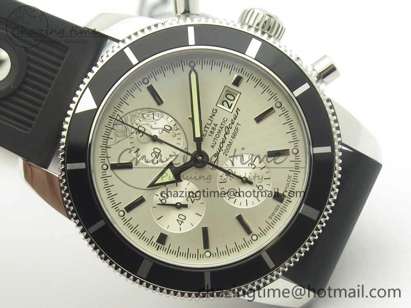 Seasonal Superocean Heritage ii Chrono 46 SS OMF 1:1 Best Edition Black Bezel White Dial on Black Rubber Strap A 5630