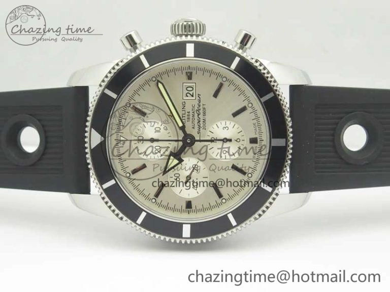 Seasonal Superocean Heritage ii Chrono 46 SS OMF 1:1 Best Edition Black Bezel White Dial on Black Rubber Strap A 5630