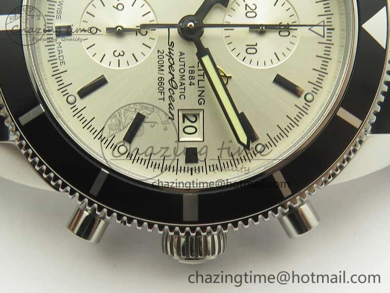 Seasonal Superocean Heritage ii Chrono 46 SS OMF 1:1 Best Edition Black Bezel White Dial on Black Rubber Strap A 5630