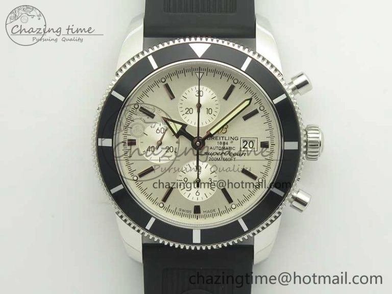 Seasonal Superocean Heritage ii Chrono 46 SS OMF 1:1 Best Edition Black Bezel White Dial on Black Rubber Strap A 5630