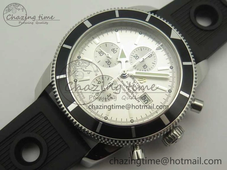Seasonal Superocean Heritage ii Chrono 46 SS OMF 1:1 Best Edition Black Bezel White Dial on Black Rubber Strap A 5630