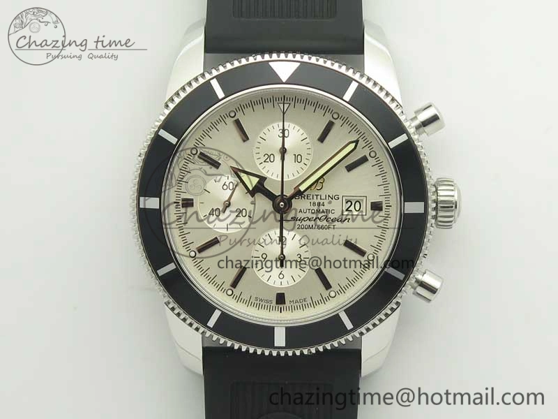 Seasonal Superocean Heritage ii Chrono 46 SS OMF 1:1 Best Edition Black Bezel White Dial on Black Rubber Strap A 5630
