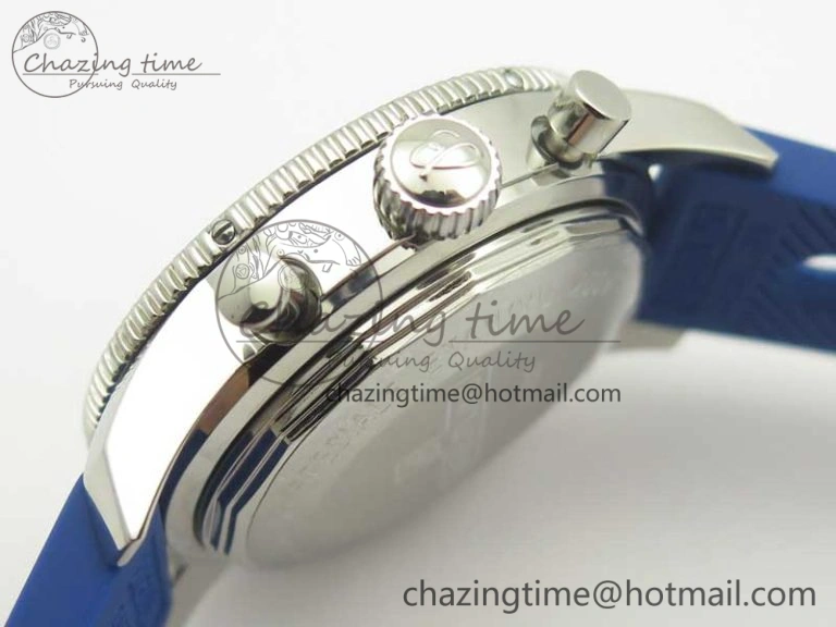 Supportive Superocean Heritage ii Chrono 46 SS OMF 1:1 Best Edition Blue Bezel Blue Dial on Blue Rubber Strap A 5627