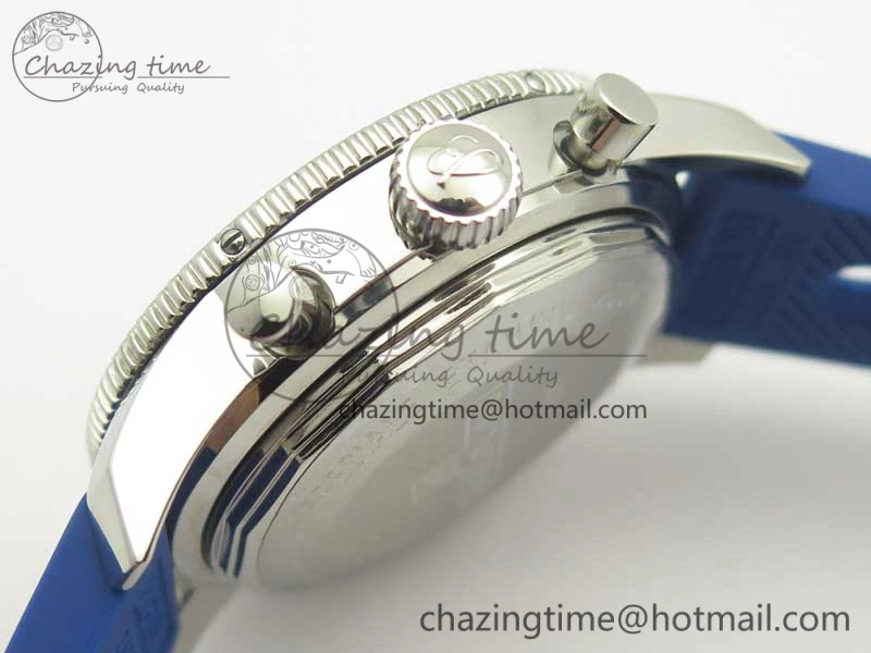 Supportive Superocean Heritage ii Chrono 46 SS OMF 1:1 Best Edition Blue Bezel Blue Dial on Blue Rubber Strap A 5627