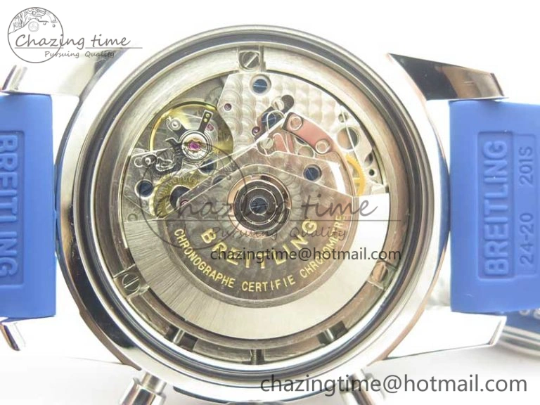 Supportive Superocean Heritage ii Chrono 46 SS OMF 1:1 Best Edition Blue Bezel Blue Dial on Blue Rubber Strap A 5627
