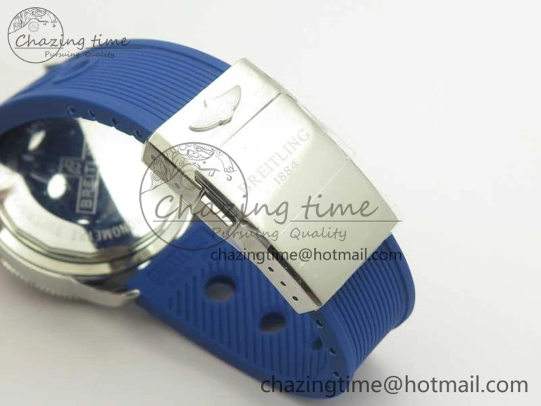 Supportive Superocean Heritage ii Chrono 46 SS OMF 1:1 Best Edition Blue Bezel Blue Dial on Blue Rubber Strap A 5627
