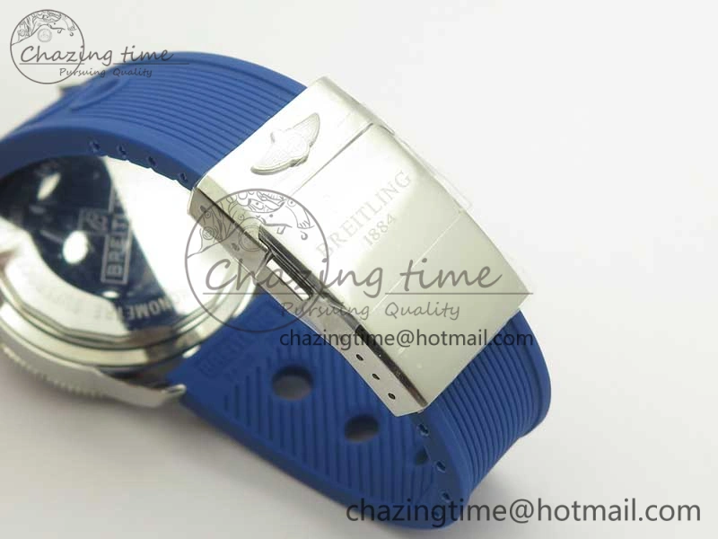 Supportive Superocean Heritage ii Chrono 46 SS OMF 1:1 Best Edition Blue Bezel Blue Dial on Blue Rubber Strap A 5627