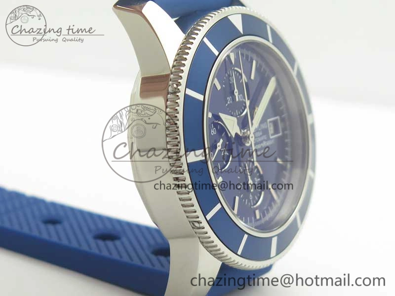 Supportive Superocean Heritage ii Chrono 46 SS OMF 1:1 Best Edition Blue Bezel Blue Dial on Blue Rubber Strap A 5627