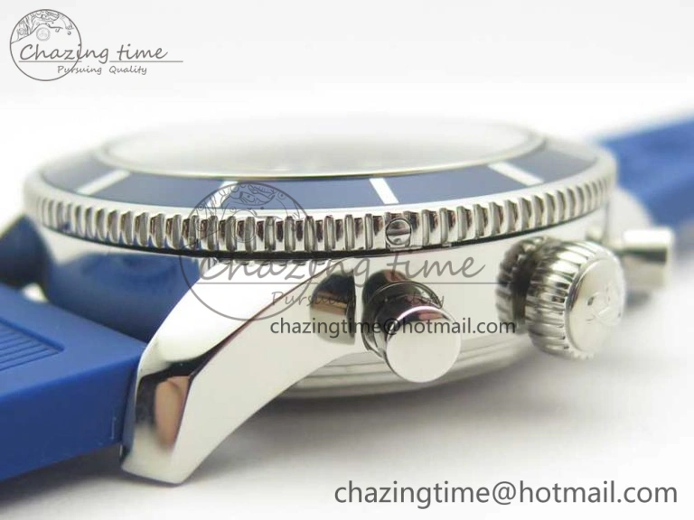 Supportive Superocean Heritage ii Chrono 46 SS OMF 1:1 Best Edition Blue Bezel Blue Dial on Blue Rubber Strap A 5627