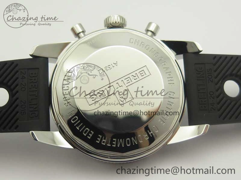 Snug Superocean Heritage ii Chrono 46 SS OMF 1:1 Best Edition Blue Bezel Blue Black Dial on Black Rubber Strap A 5625