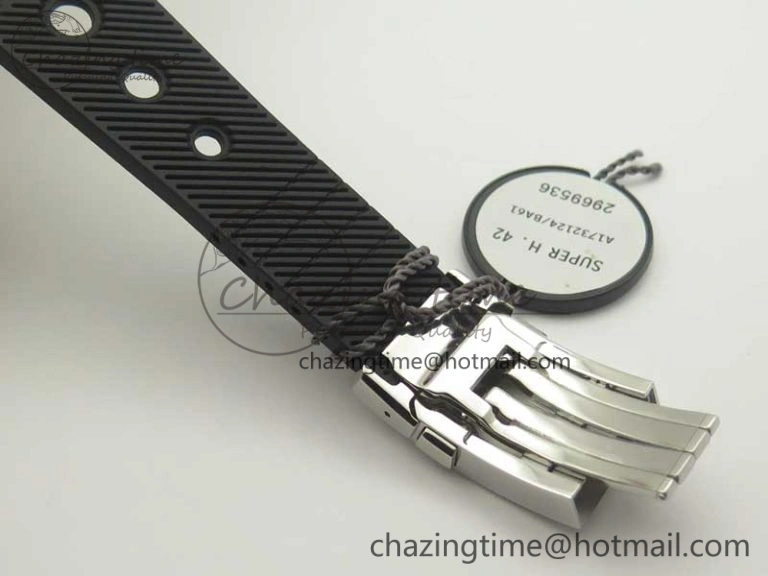 Snug Superocean Heritage ii Chrono 46 SS OMF 1:1 Best Edition Blue Bezel Blue Black Dial on Black Rubber Strap A 5625