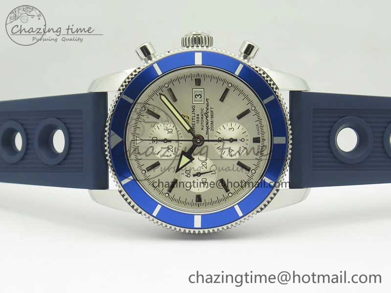 Superocean Heritage ii Chrono 46 SS OMF 1:1 Best Edition Blue Bezel White Dial on Blue Rubber Strap A Unisex 5626