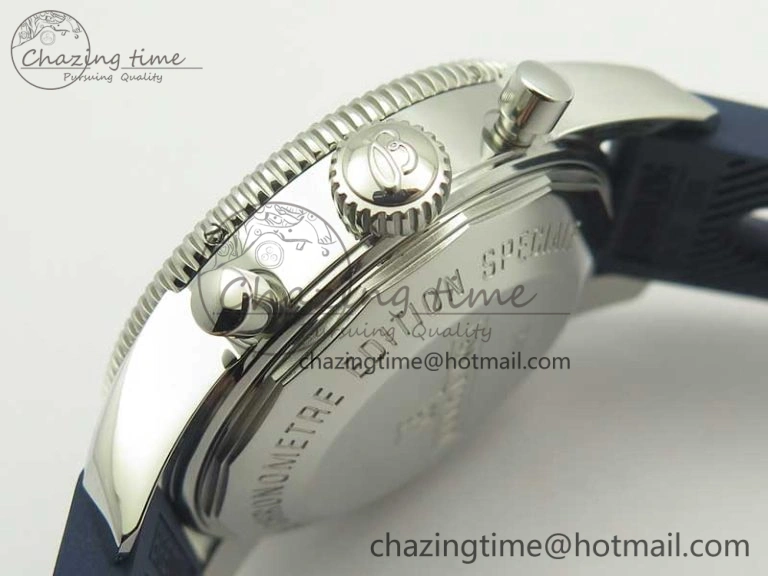 Superocean Heritage ii Chrono 46 SS OMF 1:1 Best Edition Blue Bezel White Dial on Blue Rubber Strap A Unisex 5626