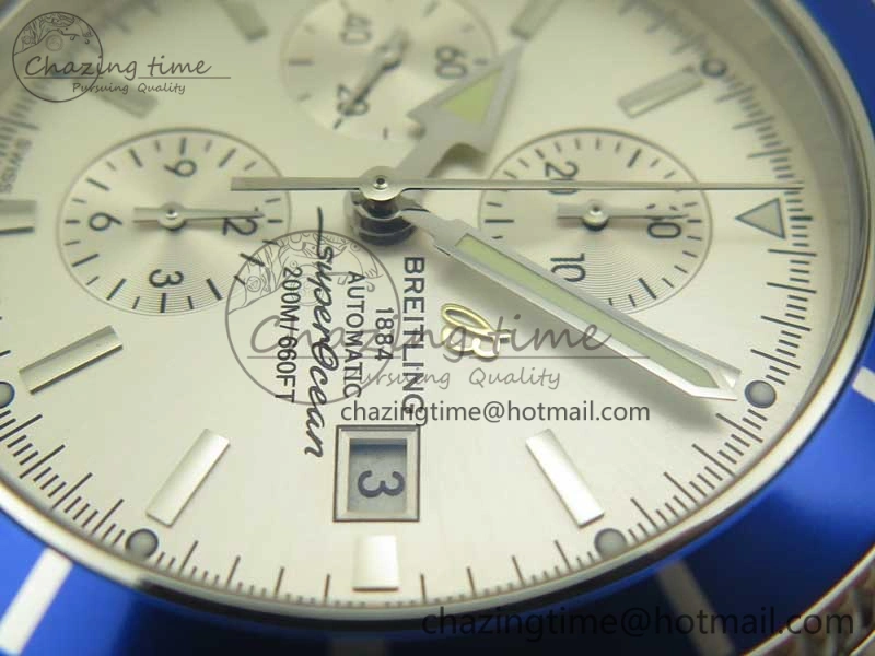 Superocean Heritage ii Chrono 46 SS OMF 1:1 Best Edition Blue Bezel White Dial on Blue Rubber Strap A Unisex 5626