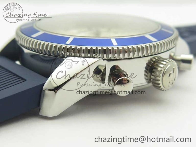 Superocean Heritage ii Chrono 46 SS OMF 1:1 Best Edition Blue Bezel White Dial on Blue Rubber Strap A Unisex 5626