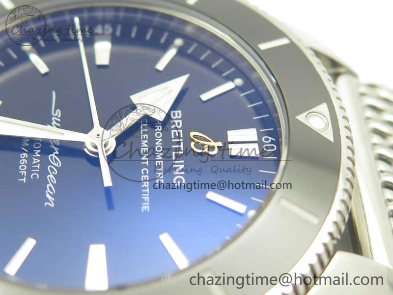 Superocean Héritage II 42 SS GF 1:1 Best Edition Black Ceramic Black Dial on SS Mesh Bracelet MIYOTA Breathable 5633