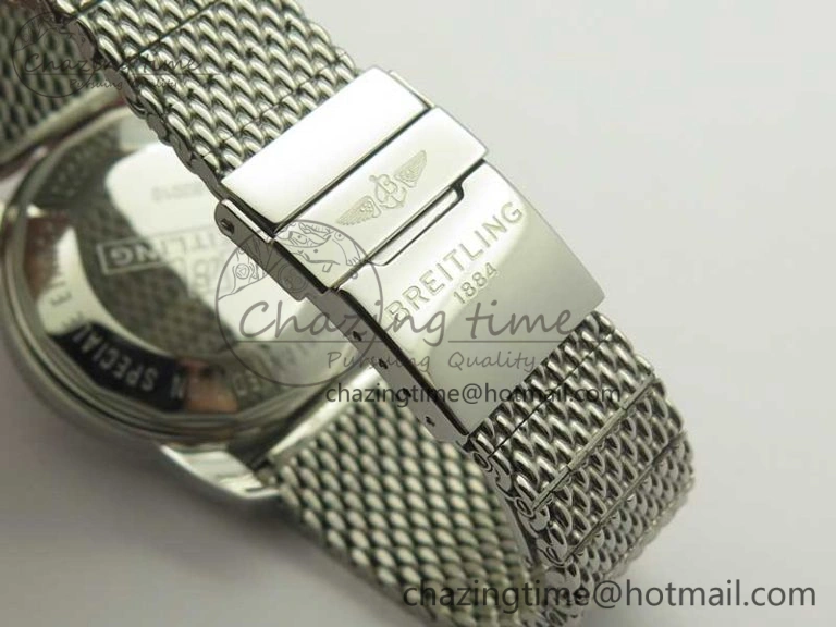 UrbanStyle Superocean Héritage II 42 SS GF 1:1 Best Edition Black Ceramic White Dial on SS Mesh Bracelet MIYOTA 5628