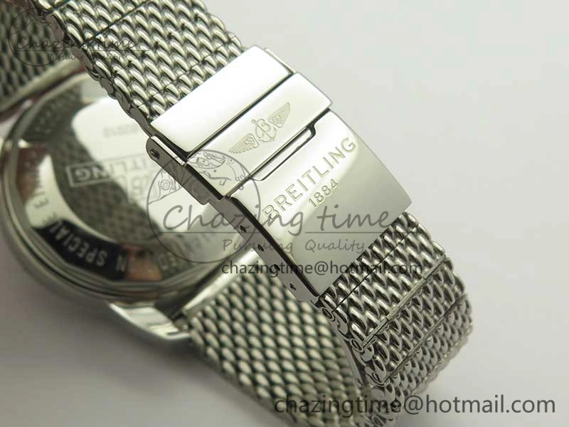 UrbanStyle Superocean Héritage II 42 SS GF 1:1 Best Edition Black Ceramic White Dial on SS Mesh Bracelet MIYOTA 5628