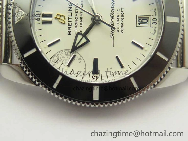 UrbanStyle Superocean Héritage II 42 SS GF 1:1 Best Edition Black Ceramic White Dial on SS Mesh Bracelet MIYOTA 5628