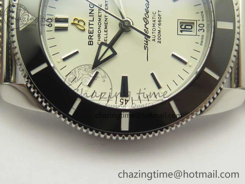 UrbanStyle Superocean Héritage II 42 SS GF 1:1 Best Edition Black Ceramic White Dial on SS Mesh Bracelet MIYOTA 5628