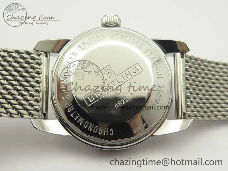 UrbanStyle Superocean Héritage II 42 SS GF 1:1 Best Edition Black Ceramic White Dial on SS Mesh Bracelet MIYOTA 5628