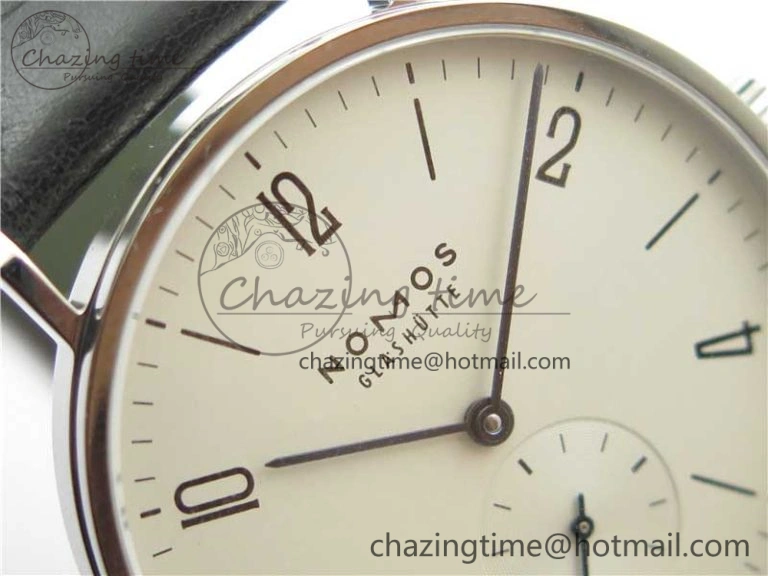 Tangente Automatic 38mm SS MKS 1:1 Best Edition White Dial Numeral Markers on Black Leather Strap A23J SunProtective 7632