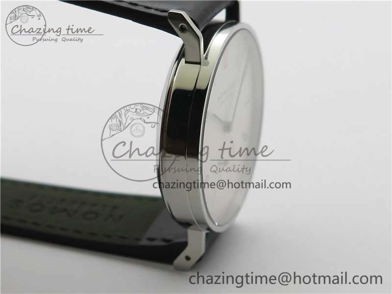 Tangente Automatic 38mm SS MKS 1:1 Best Edition White Dial Red 12 Marker on Black Leather Strap A23J Premium 7633