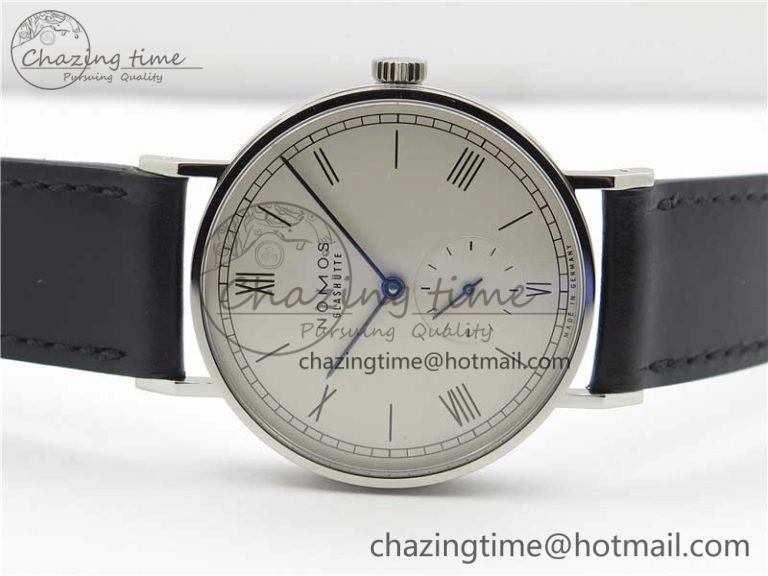 Elegant Tangente Automatic 38mm SS MKS 1:1 Best Edition White Dial Roman Markers on Black Leather Strap A23J 7693