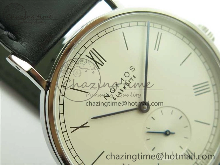Elegant Tangente Automatic 38mm SS MKS 1:1 Best Edition White Dial Roman Markers on Black Leather Strap A23J 7693