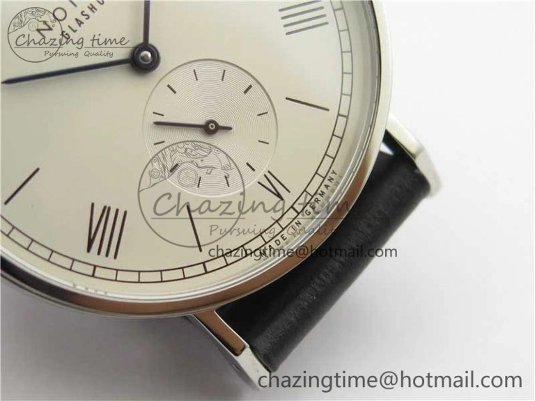 Elegant Tangente Automatic 38mm SS MKS 1:1 Best Edition White Dial Roman Markers on Black Leather Strap A23J 7693