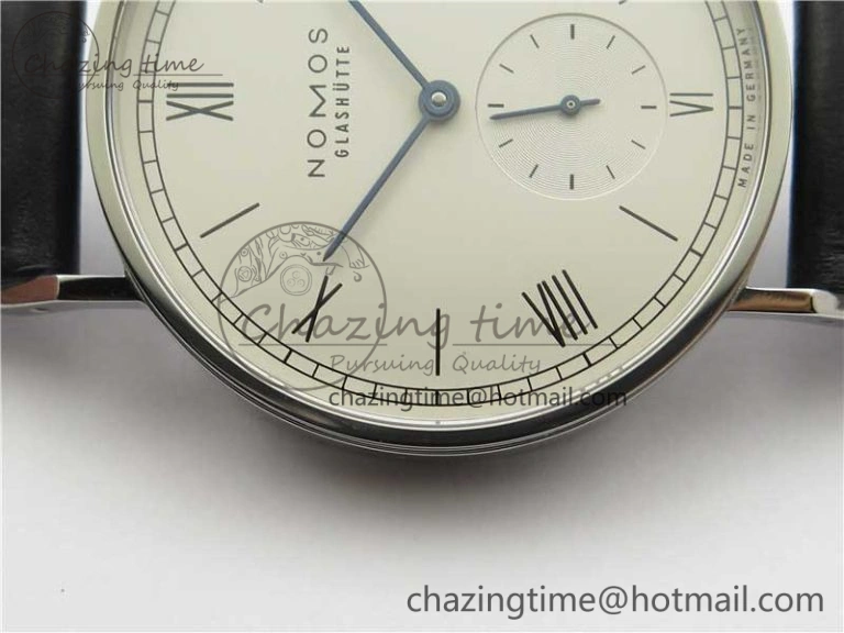 Elegant Tangente Automatic 38mm SS MKS 1:1 Best Edition White Dial Roman Markers on Black Leather Strap A23J 7693
