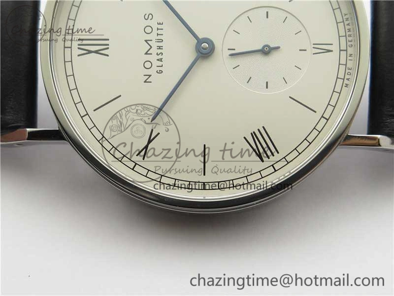 Elegant Tangente Automatic 38mm SS MKS 1:1 Best Edition White Dial Roman Markers on Black Leather Strap A23J 7693