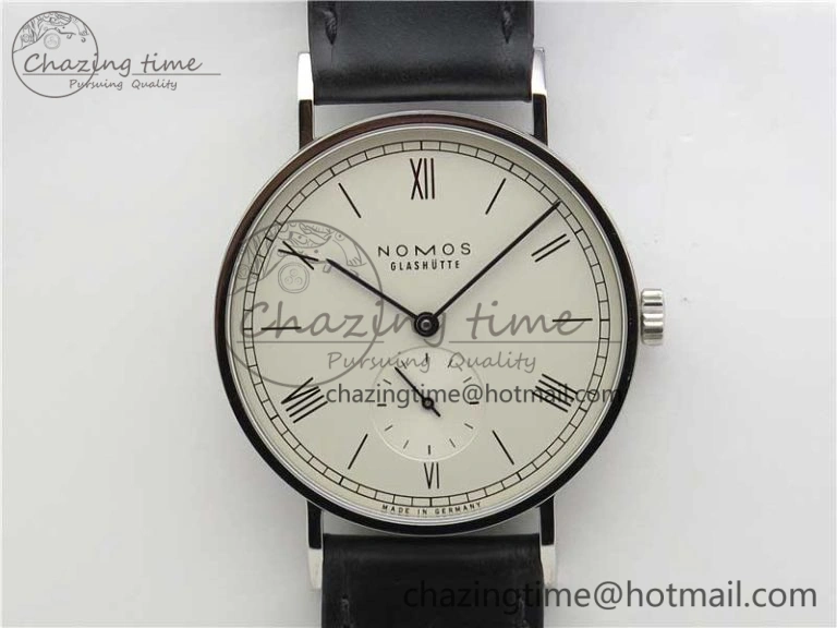 Elegant Tangente Automatic 38mm SS MKS 1:1 Best Edition White Dial Roman Markers on Black Leather Strap A23J 7693