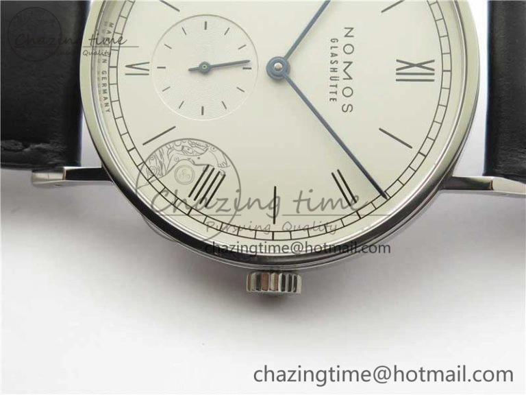 Elegant Tangente Automatic 38mm SS MKS 1:1 Best Edition White Dial Roman Markers on Black Leather Strap A23J 7693