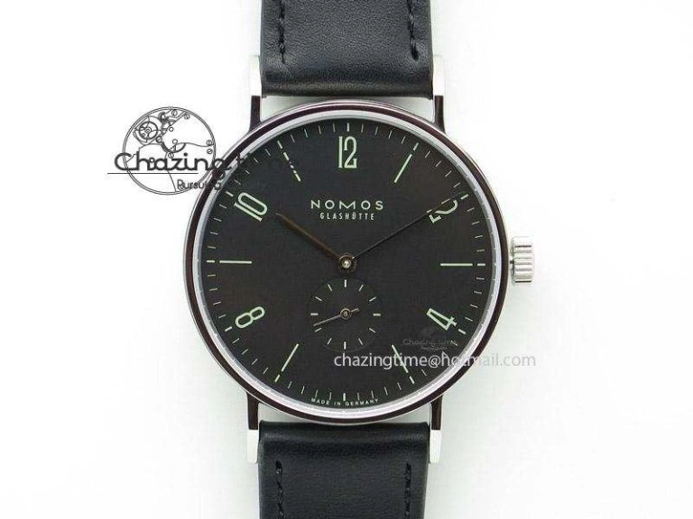 Tangente SS Black Dial On Black Leather Strap A Breathable 7643